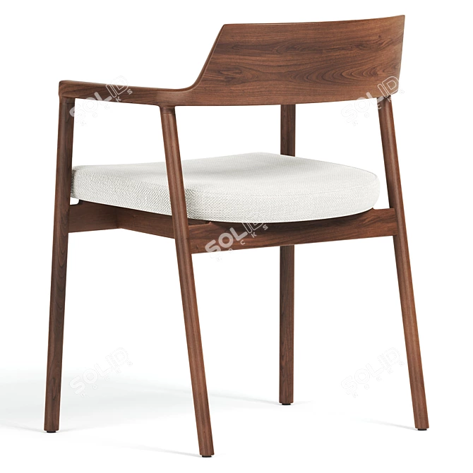 Alocs Beige Chenille Chair Oak 3D model image 4