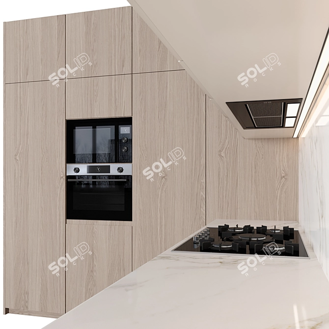 Modern Kitchen with Island 146 3D model image 3