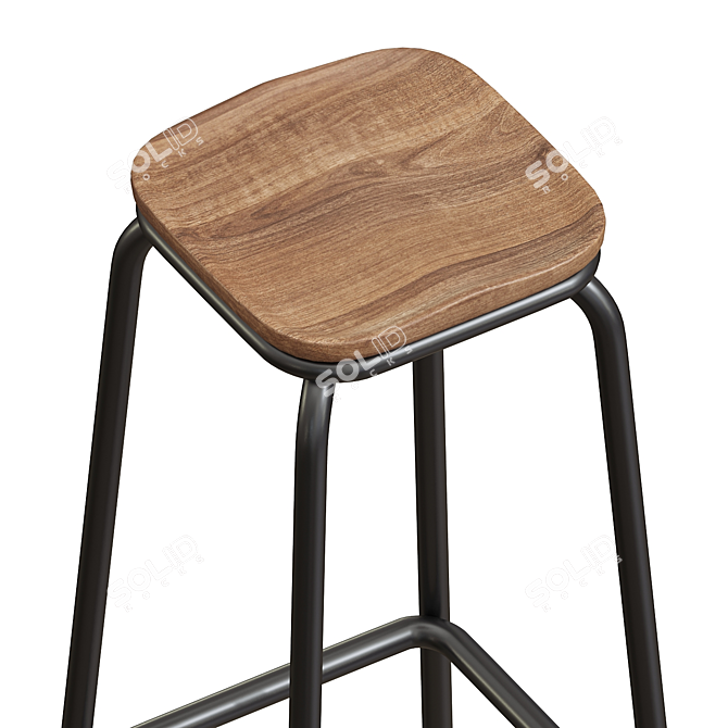 Modern Adjustable Swivel Bar Stool 3D model image 2