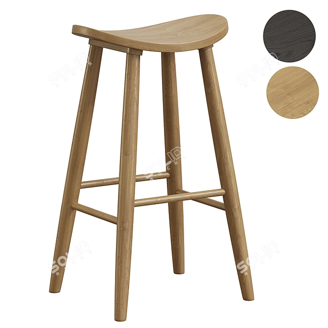 Rustic Wood Luna Bar Stool 3D model image 1