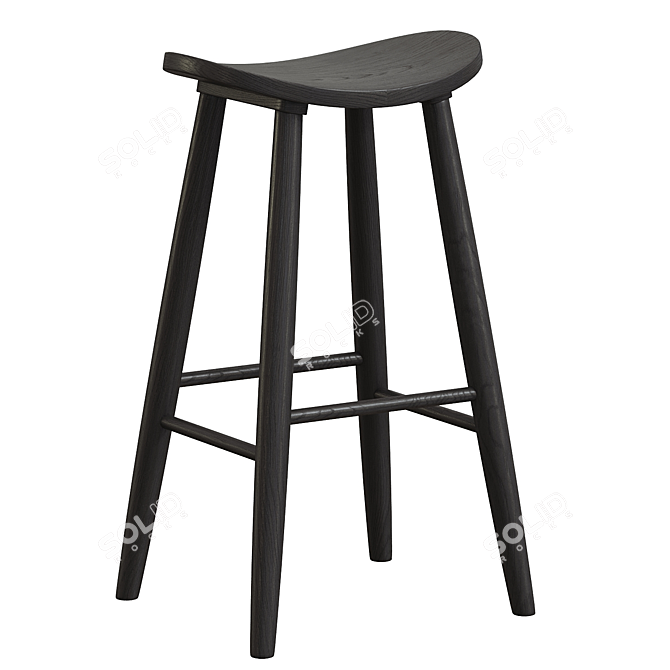 Rustic Wood Luna Bar Stool 3D model image 3