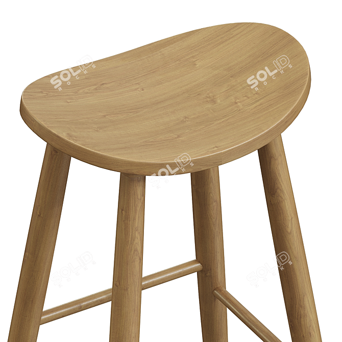 Rustic Wood Luna Bar Stool 3D model image 4