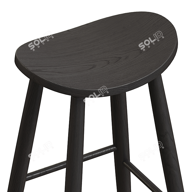 Rustic Wood Luna Bar Stool 3D model image 5