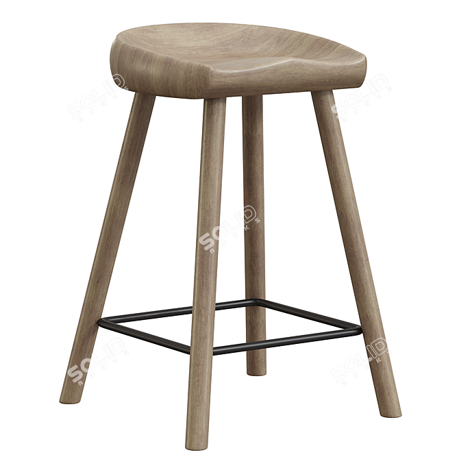  Sleek Modern Counter Stool 3D model image 1