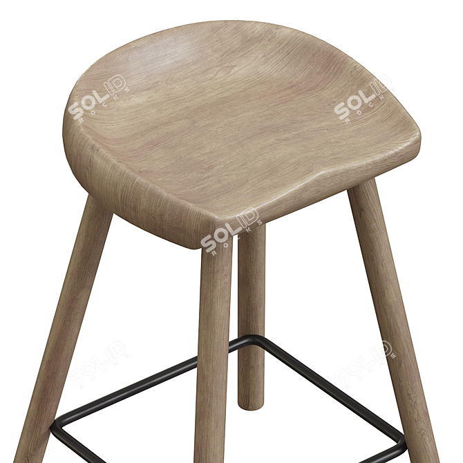  Sleek Modern Counter Stool 3D model image 2