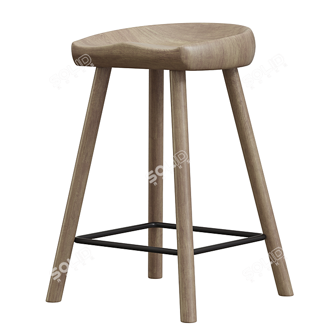  Sleek Modern Counter Stool 3D model image 3