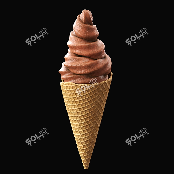 Title: Triple Color Ice Cream Cone 3D model image 4