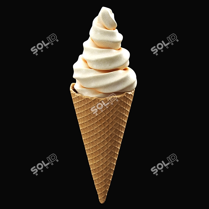 Title: Triple Color Ice Cream Cone 3D model image 6