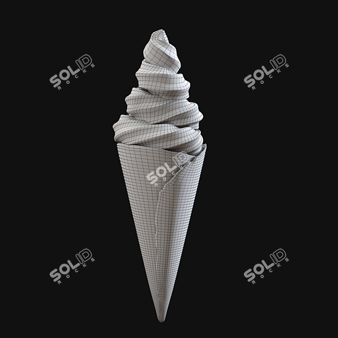 Title: Triple Color Ice Cream Cone 3D model image 7