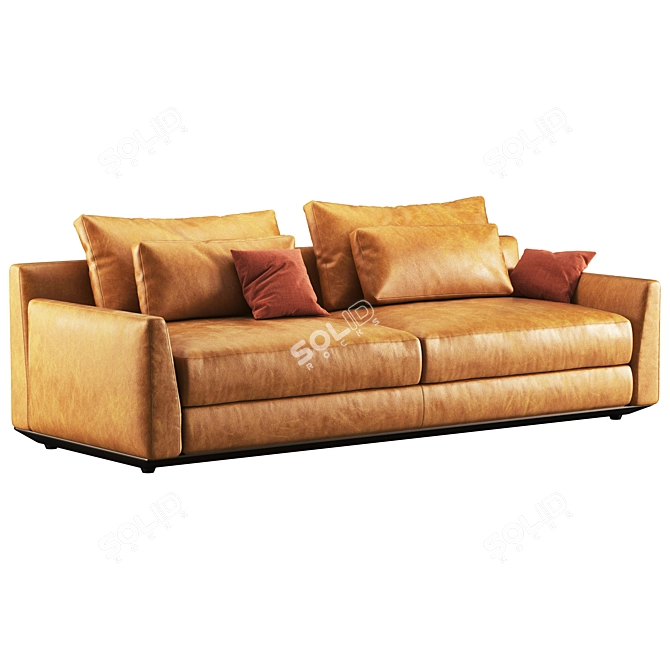 Contemporary Ellington 2-Seat Leather Sofa 3D model image 2