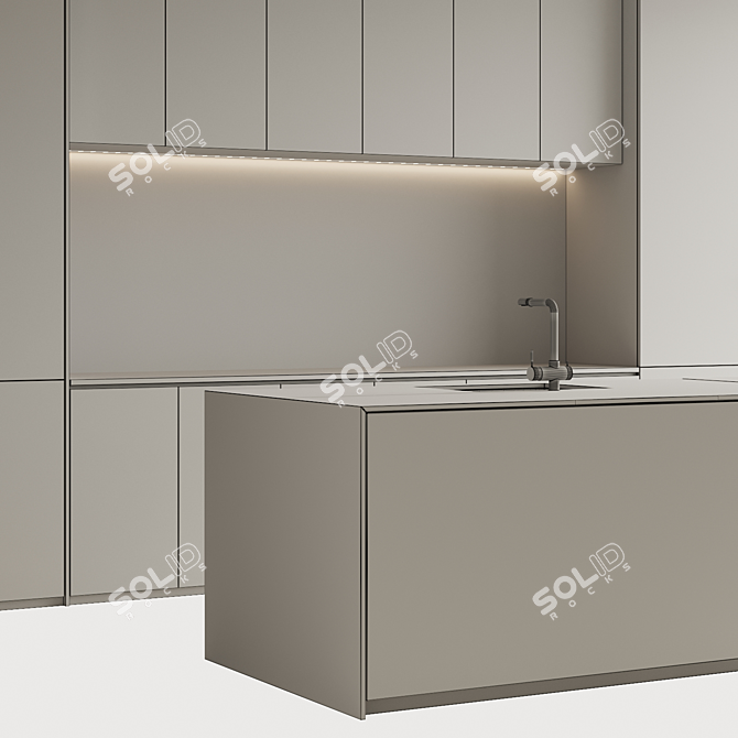 Modern Island Kitchen Set. 3D model image 6