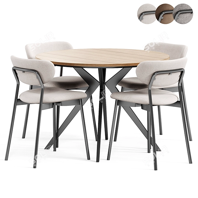 Minimalist Dining Set Beige Chair 3D model image 1