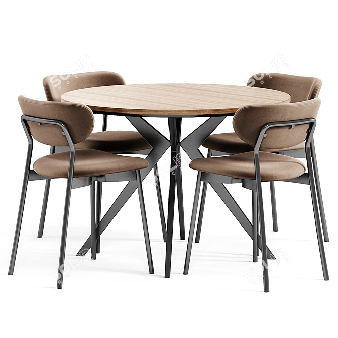 Minimalist Dining Set Beige Chair 3D model image 4