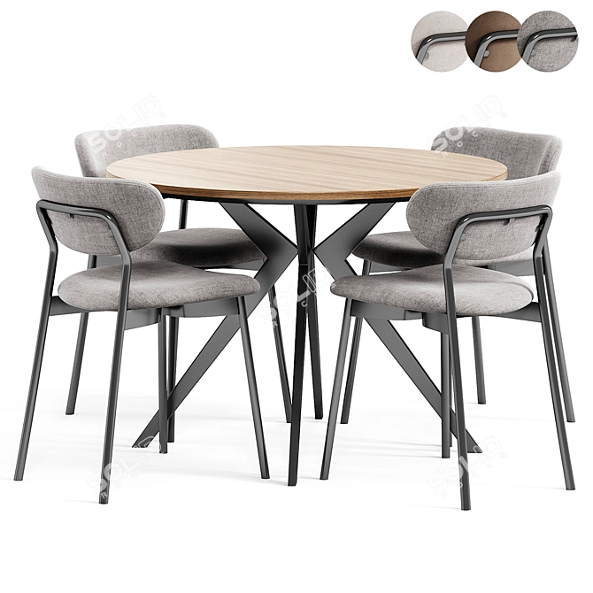 Minimalist Dining Set Beige Chair 3D model image 5