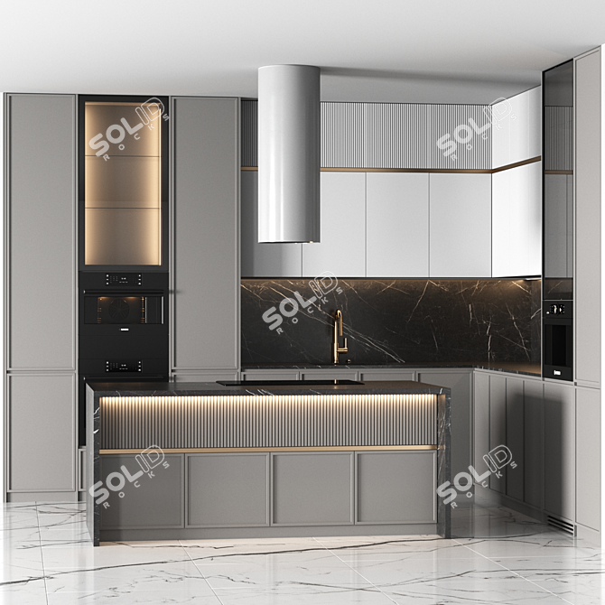 Modern Kitchen Design Set 3D model image 1