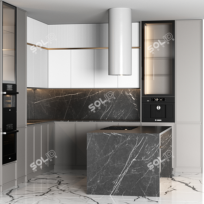 Modern Kitchen Design Set 3D model image 3