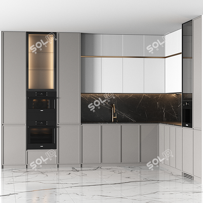 Modern Kitchen Design Set 3D model image 4