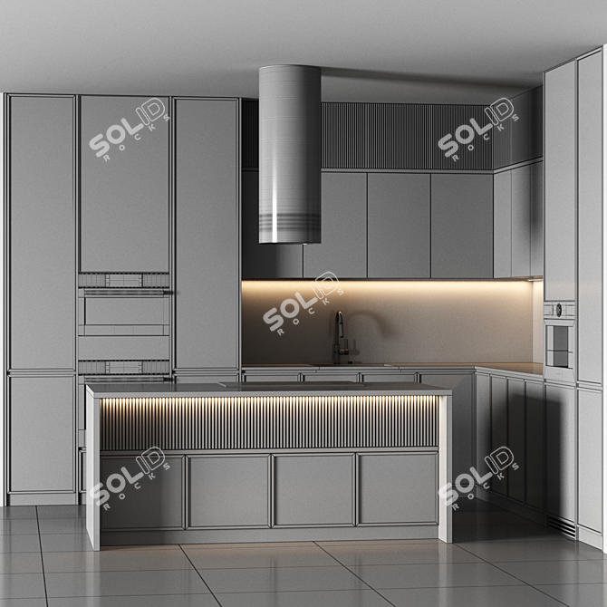 Modern Kitchen Design Set 3D model image 5