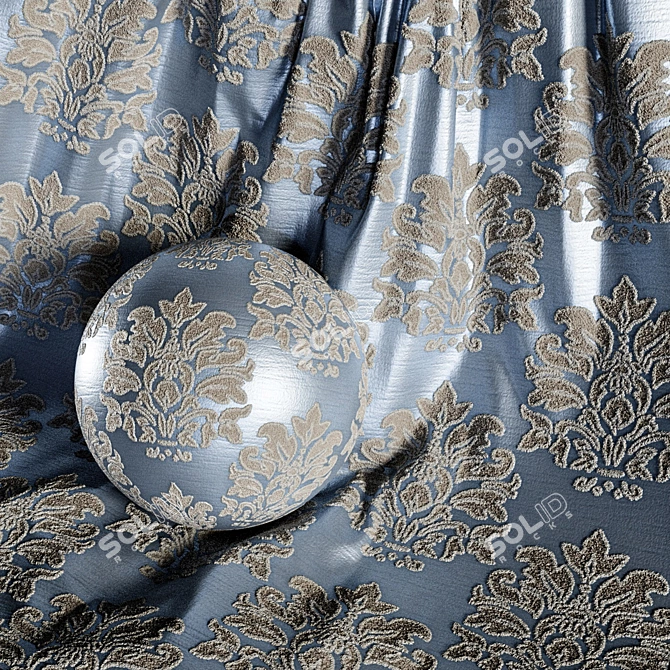 Damask Floral Jacquard Fabric Set 3D model image 2