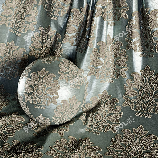 Damask Floral Jacquard Fabric Set 3D model image 3