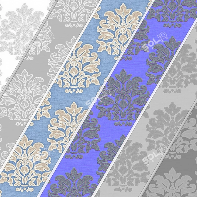 Damask Floral Jacquard Fabric Set 3D model image 5