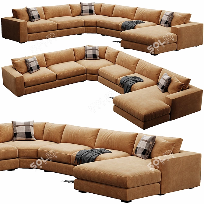 Contemporary Sectional Sofa Set 3D model image 1