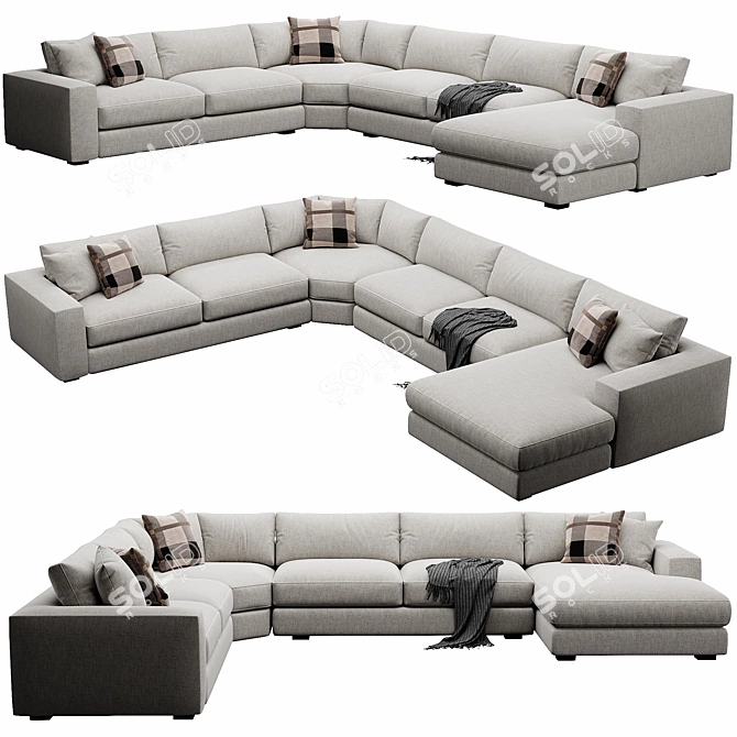 Contemporary Sectional Sofa Set 3D model image 3