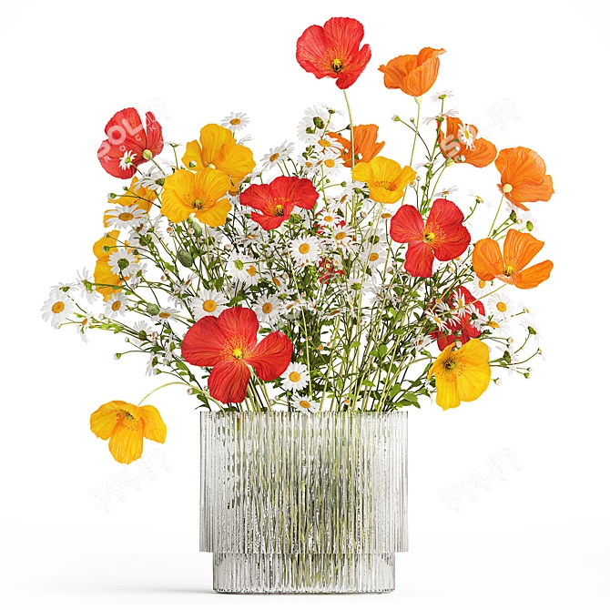 Summer Field Flowers Bouquet 3D model image 1