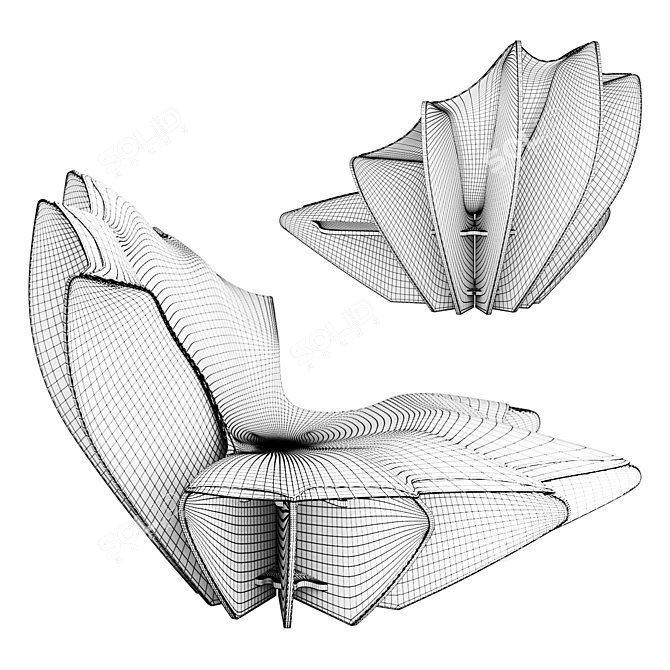 Sculptural Lily Chair by Crosssection 3D model image 6