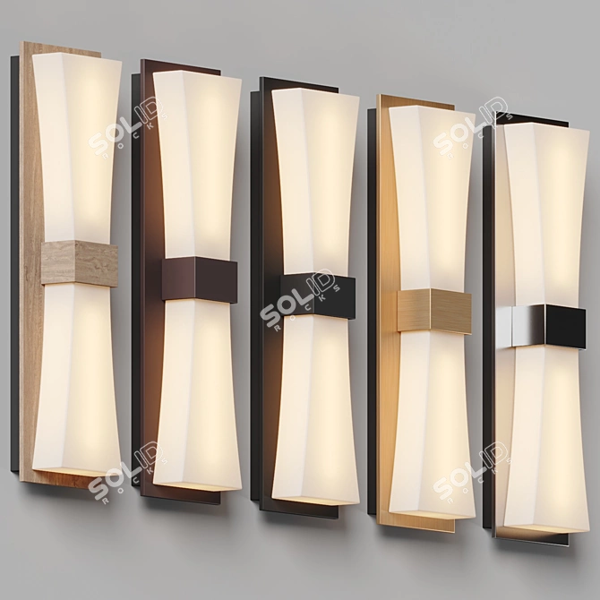 Modern LED Sconce with Wood Finish 3D model image 4