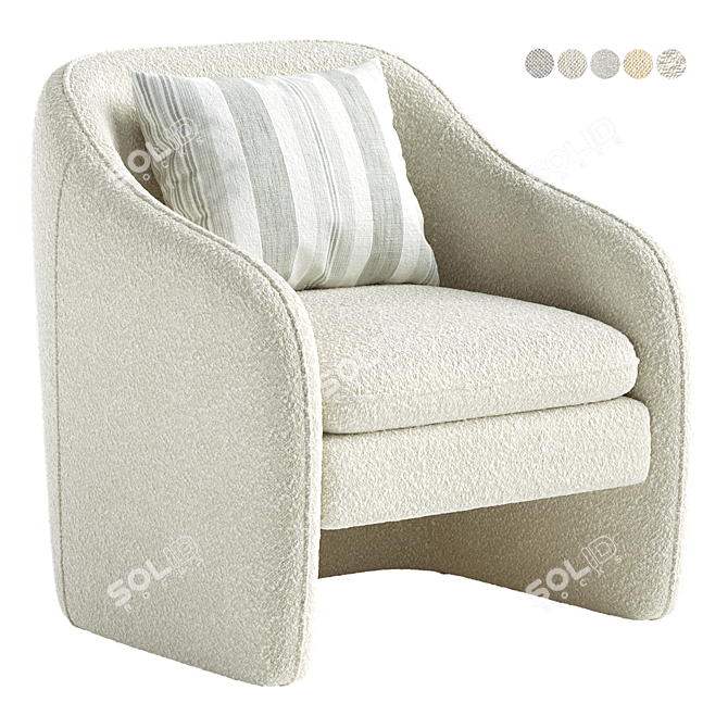 Elegant Bajram Upholstered Armchair 3D model image 1