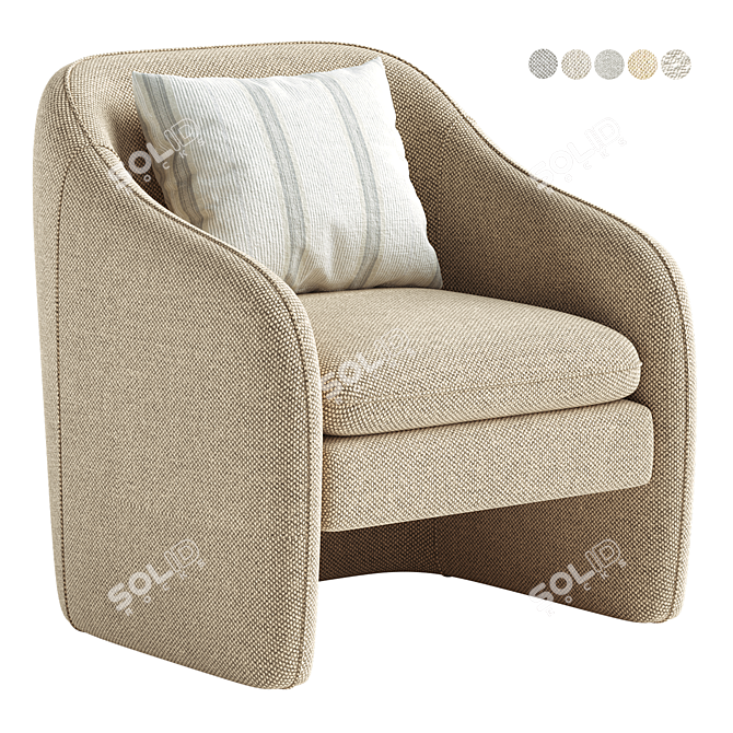 Elegant Bajram Upholstered Armchair 3D model image 4