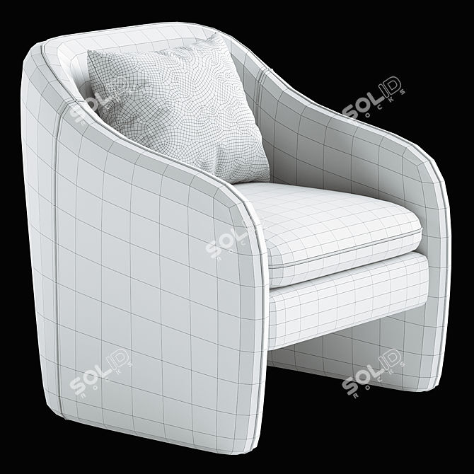 Elegant Bajram Upholstered Armchair 3D model image 6