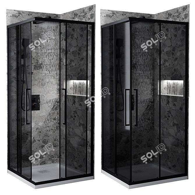 ABBER Shower Corner Set AG02100BDTH 3D model image 1