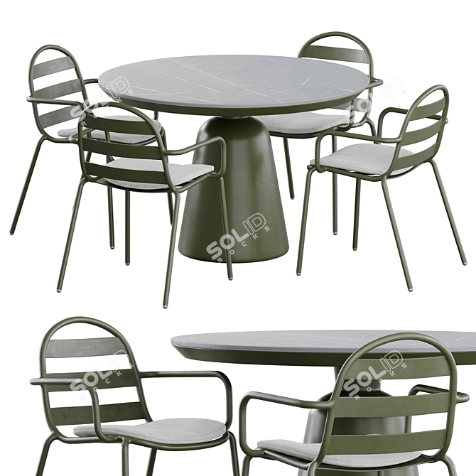 Outdoor Dining Set Kave Home 3D model image 1