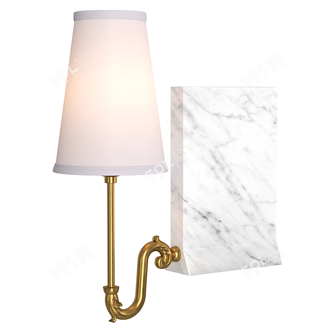 Contemporary Bookshelf Sconce: Marble & Brass 3D model image 5