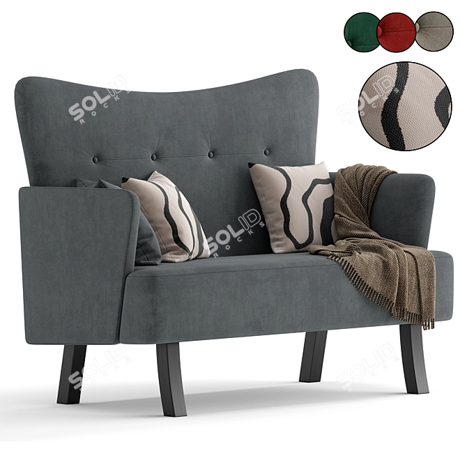 Elegant Austin Sofa in Gray 3D model image 1