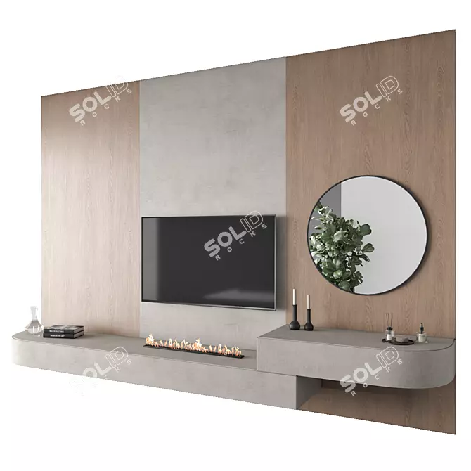 Modern TV Wall Interior Model 3D model image 1