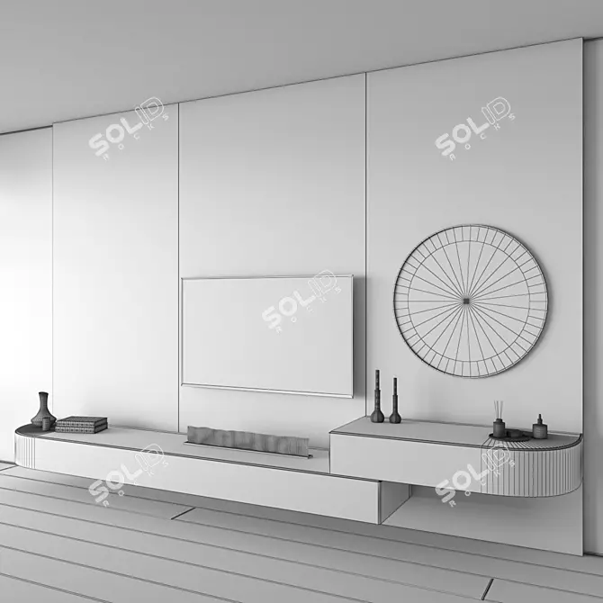 Modern TV Wall Interior Model 3D model image 5