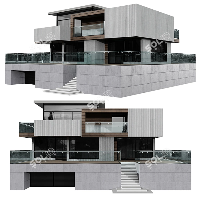 Modern Villa Model No21 3D model image 1