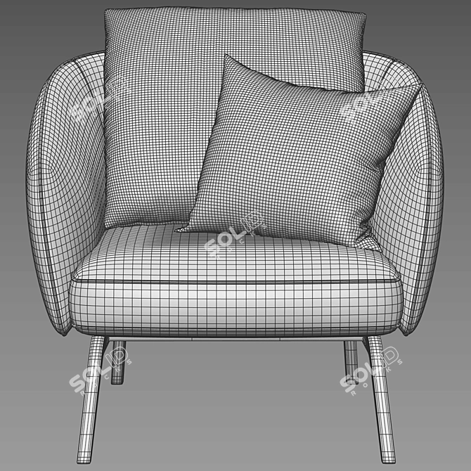 Domo Fabric Armchair: Contemporary Comfort 3D model image 2