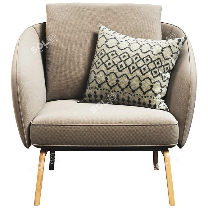 Domo Fabric Armchair: Contemporary Comfort 3D model image 3