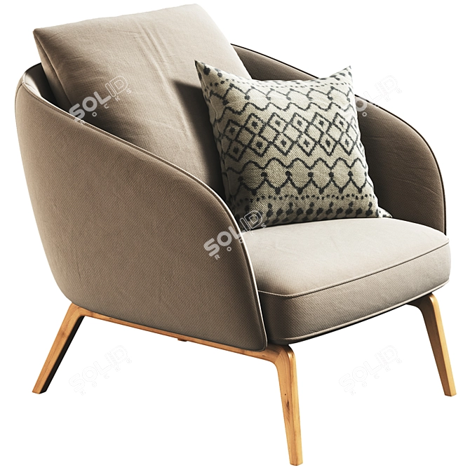 Domo Fabric Armchair: Contemporary Comfort 3D model image 5