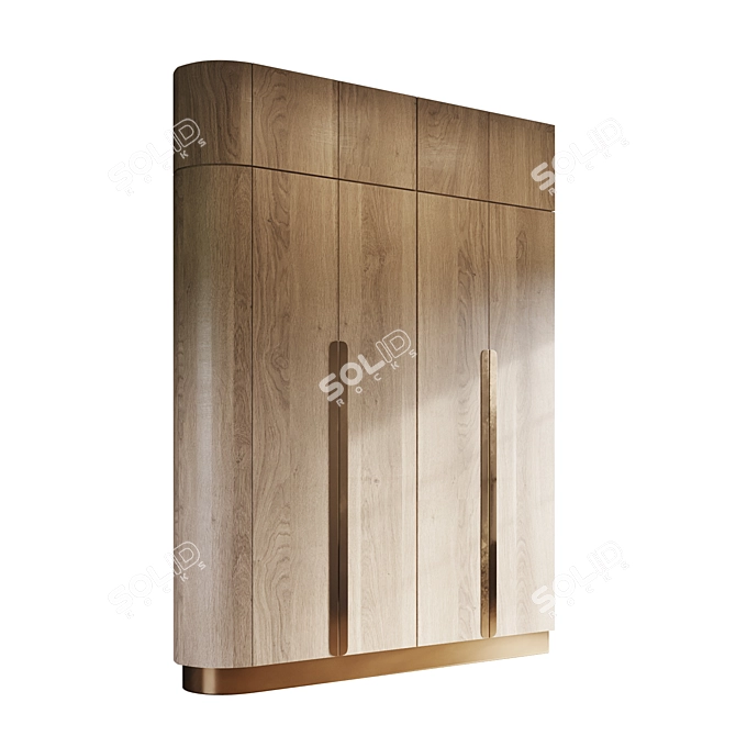 Elegant Two-Tone Wooden Wardrobe 3D model image 2