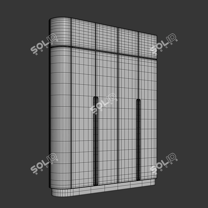 Elegant Two-Tone Wooden Wardrobe 3D model image 4