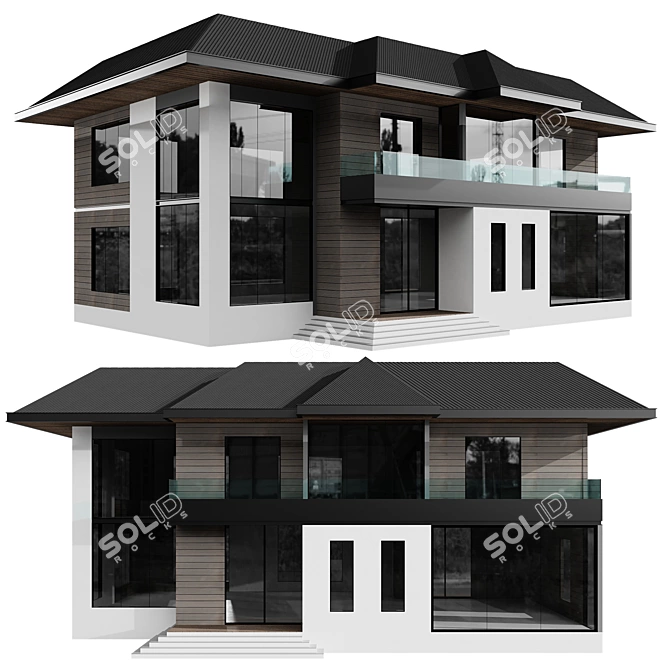 Modern House No23 Building Model 3D model image 1