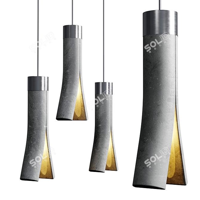 Modern Split Concrete Pendant Lamp 3D model image 1