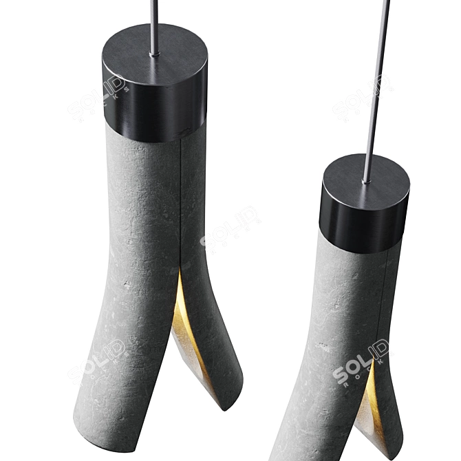 Modern Split Concrete Pendant Lamp 3D model image 8