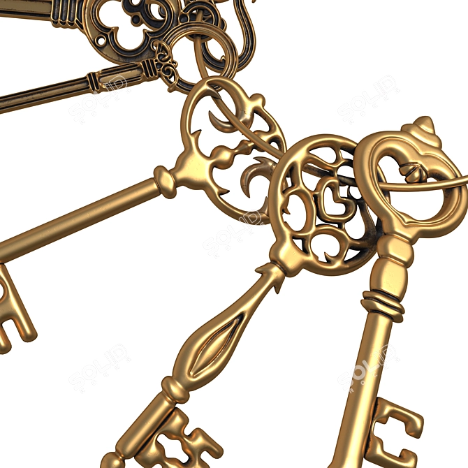 Vintage Spline Key Ring Model 3D model image 3