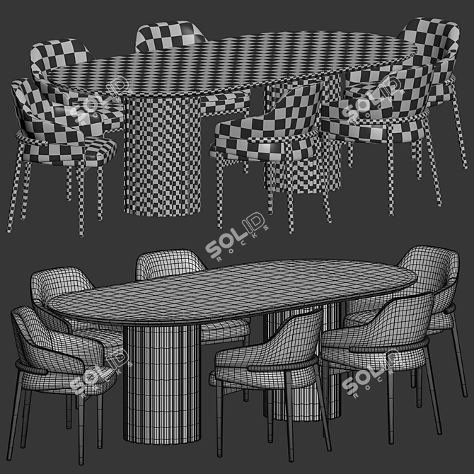 Modern Dining Set in Oak 3D model image 7